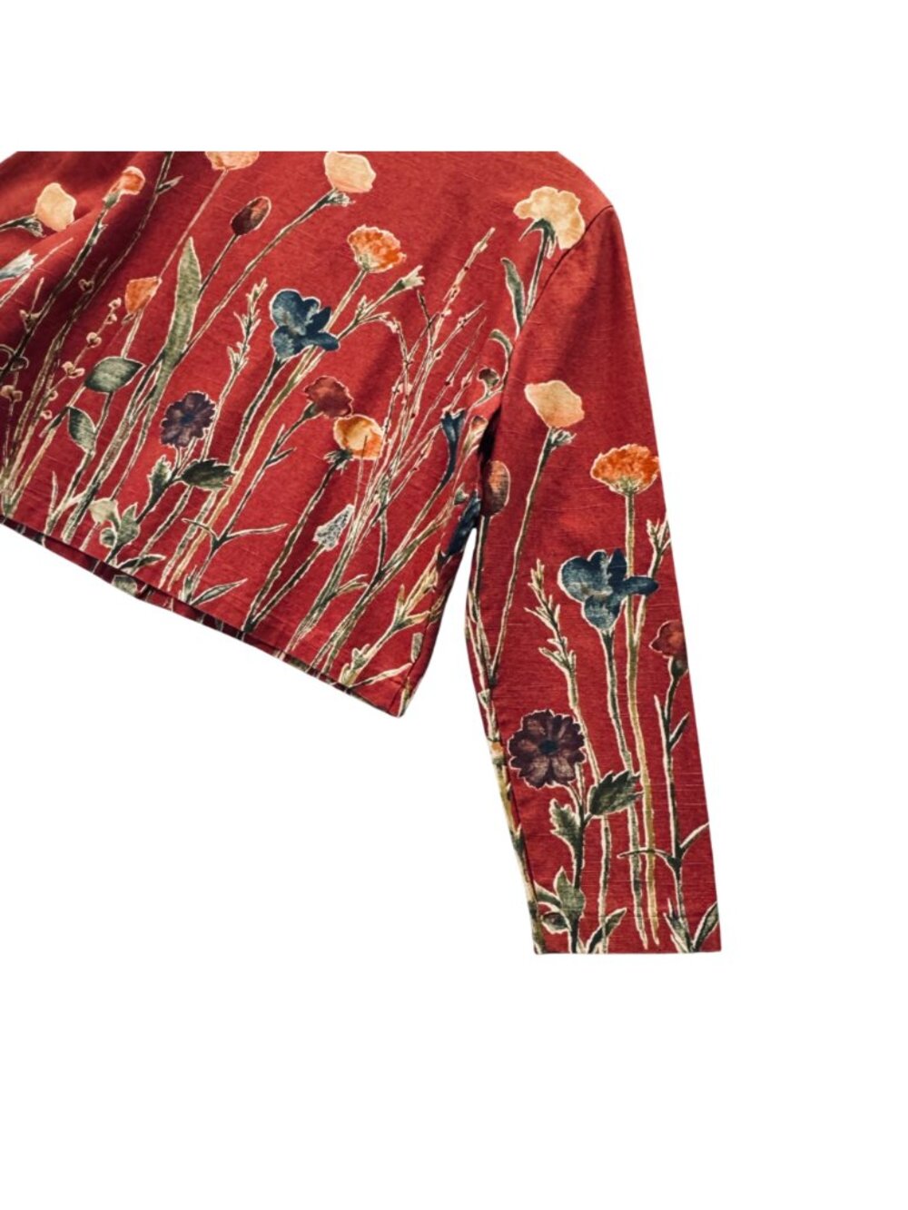 Vintage Cottagecore Coldwater Creek USA Cotton Flax Jacket Daisy Buttons Size L - Picture 10 of 13